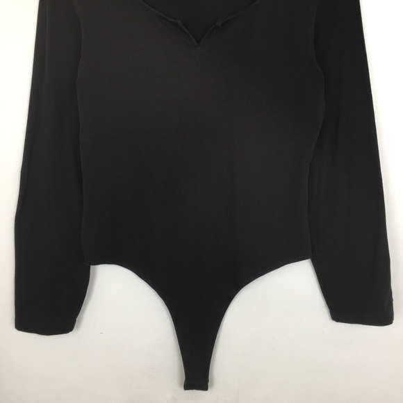 PINK Victoria’s Secret Long Sleeve Bodysuit Top Black Women’s Size Large - Picture 4 of 11